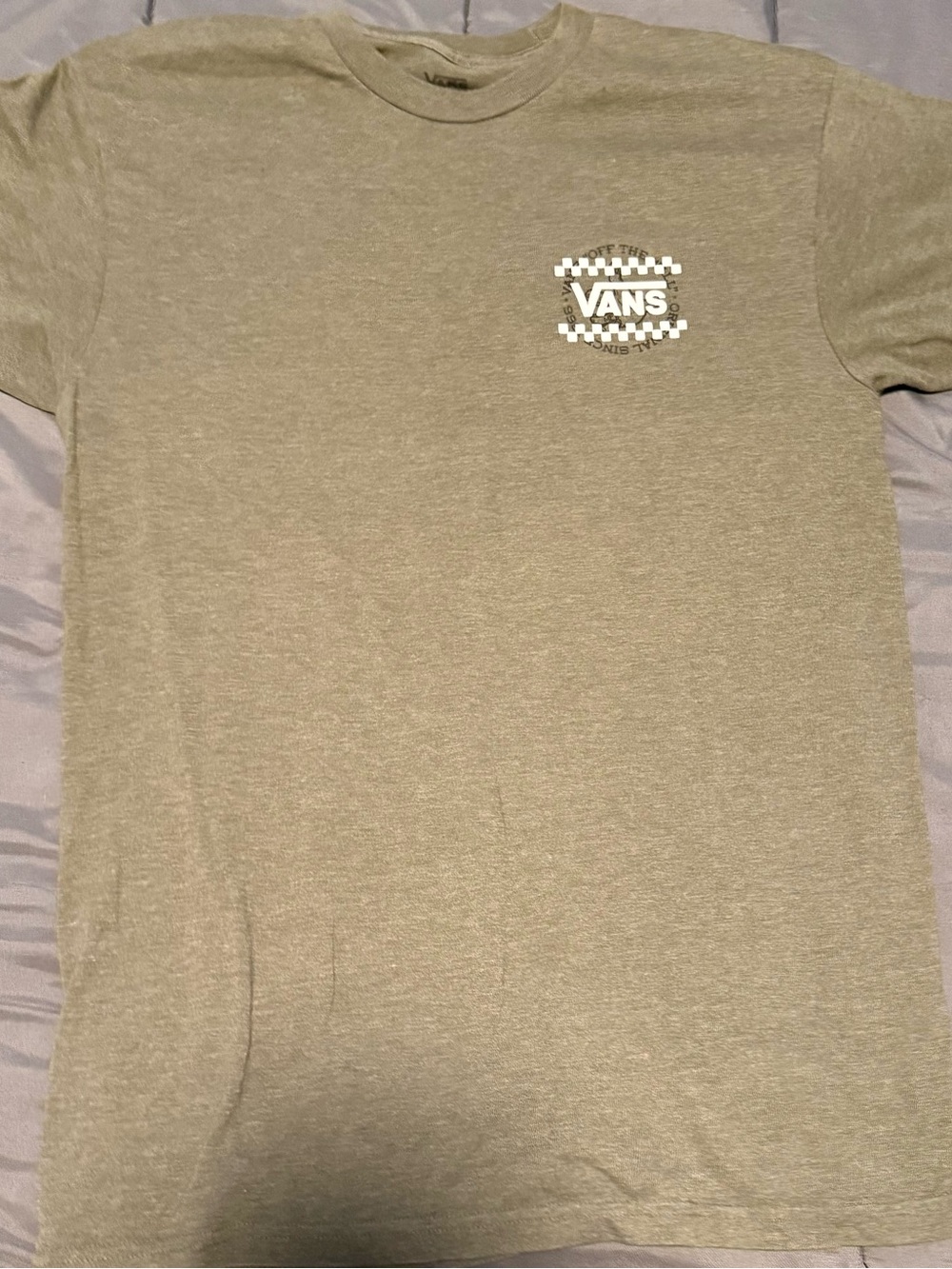 Vans Sage Green Short Sleeve Tee with White Checker Logo
